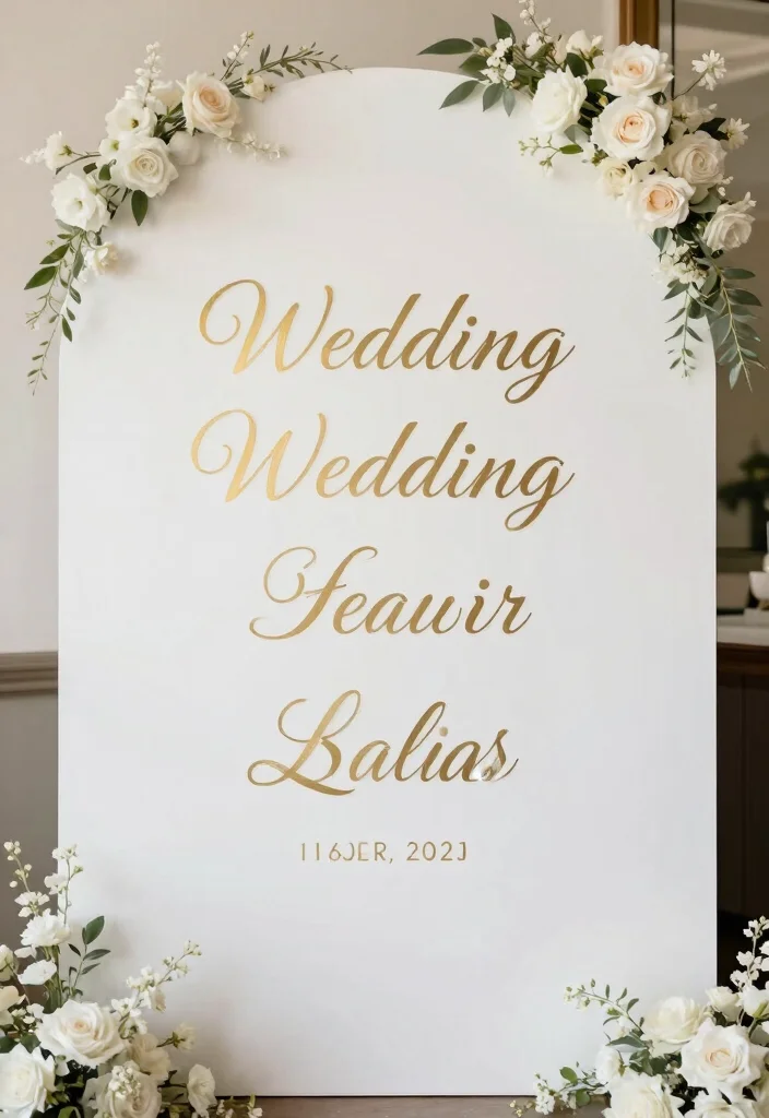 12 Gold and White Wedding Decorations That Don't Look Brassy - 12. Gold and White Signage 1