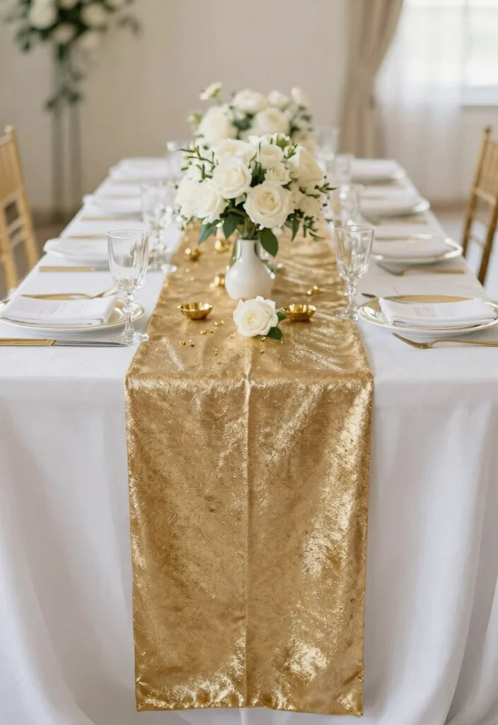 12 Gold and White Wedding Decorations That Don't Look Brassy - 6. Gold Table Runners 1