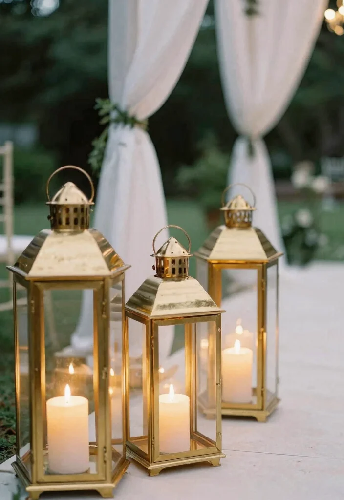 12 Gold and White Wedding Decorations That Don't Look Brassy - 9. Gold Lanterns 1