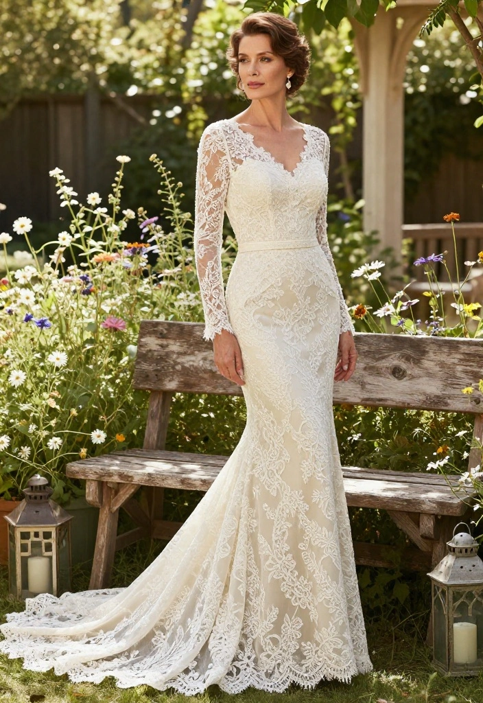 12 Wedding Dresses for Mature Brides That Feel Age-Appropriate - 2. Vintage-Inspired Lace Gown 1