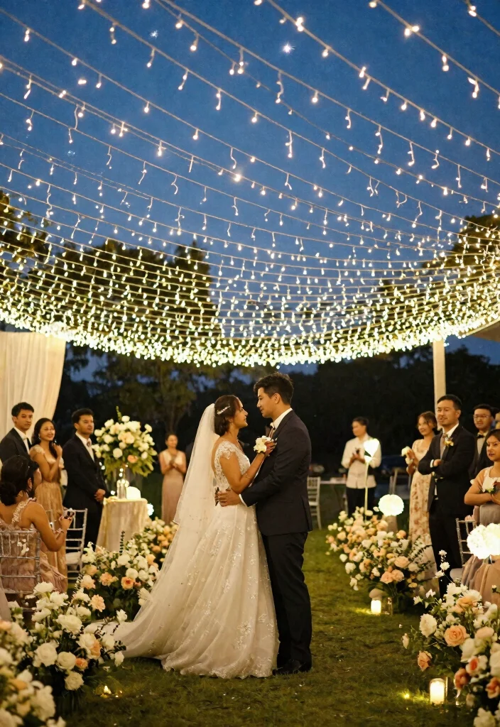 12 Wedding Lighting Decorations That Don't Blow Out in Wind - 10. Canopy Lights 1
