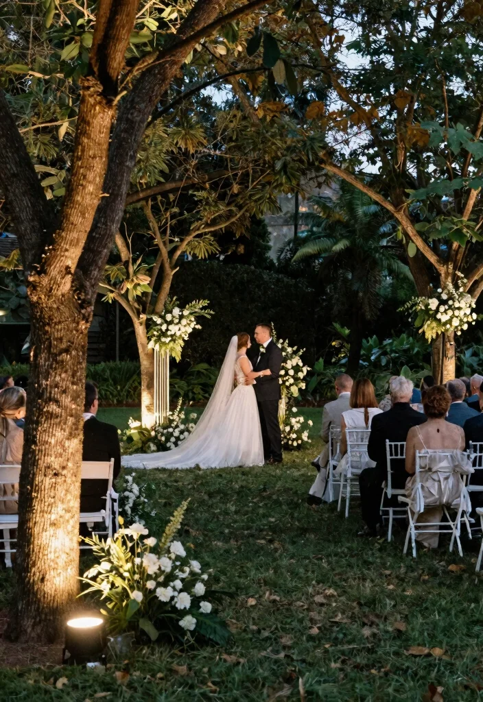 12 Wedding Lighting Decorations That Don't Blow Out in Wind - 12. Subtle Ground Spotlights 1