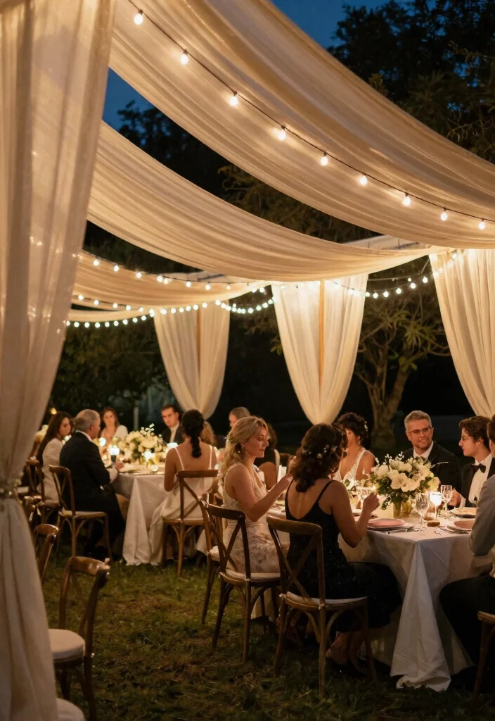 12 Wedding Lighting Decorations That Don't Blow Out in Wind - 6. Fabric and Light Combinations 1