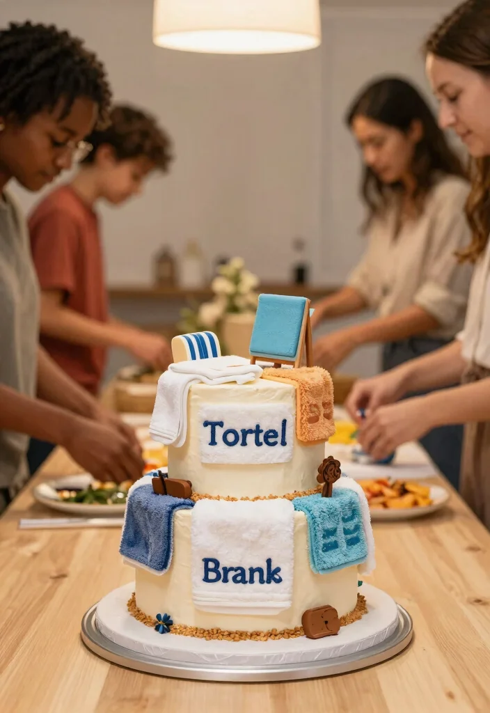 12 Wedding Towel Cake Ideas That Look Like You Hired a Pro - 11. Personalized Theme Towel Cake 1