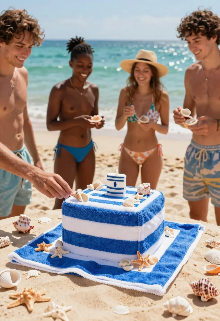 12 Wedding Towel Cake Ideas That Look Like You Hired a Pro - 3. Nautical-Inspired Towel Cake 1