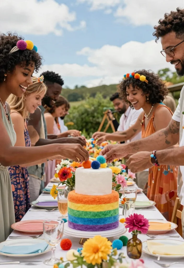 12 Wedding Towel Cake Ideas That Look Like You Hired a Pro - 6. Whimsical Rainbow Towel Cake 1