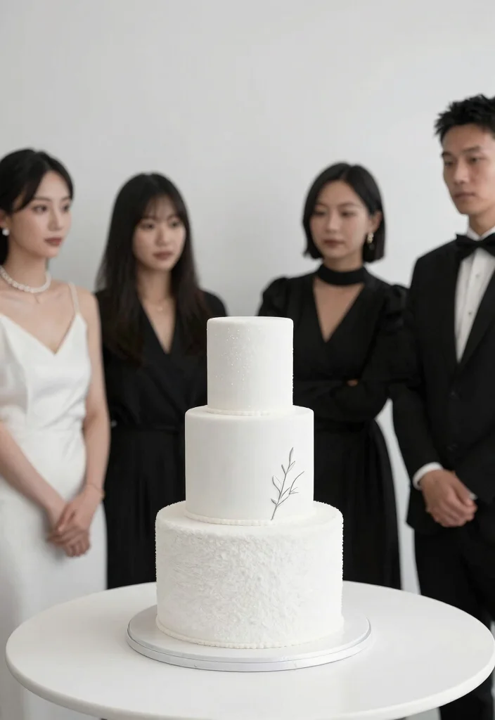 12 Wedding Towel Cake Ideas That Look Like You Hired a Pro - 9. Minimalist Monochrome Towel Cake 1