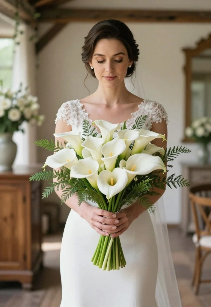 14 Elegant White Wedding Flowers for Bride Bouquets That Won't Wilt - 2. Majestic Calla Lilies 1