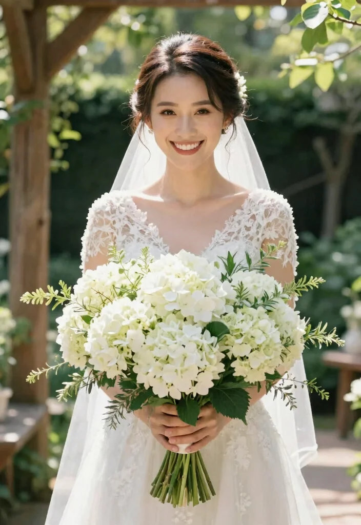 14 Elegant White Wedding Flowers for Bride Bouquets That Won't Wilt - 4. Charming Hydrangeas 1