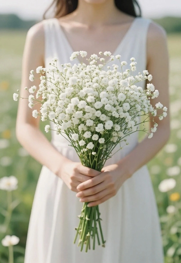 14 Elegant White Wedding Flowers for Bride Bouquets That Won't Wilt - 6. Dainty Baby's Breath 1
