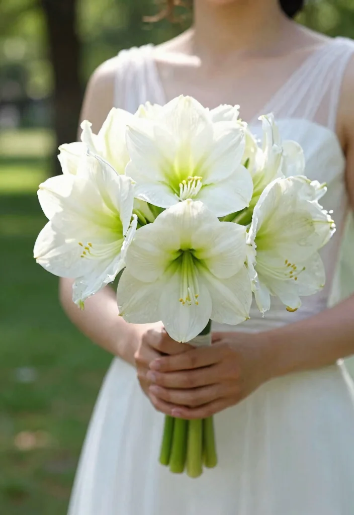 14 Elegant White Wedding Flowers for Bride Bouquets That Won't Wilt - 9. Sweet White Amaryllis 1