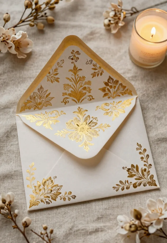 14 Gold Wedding Invitations for Half the Price of Foil Stamping - 14. Artistic Envelope Designs 1