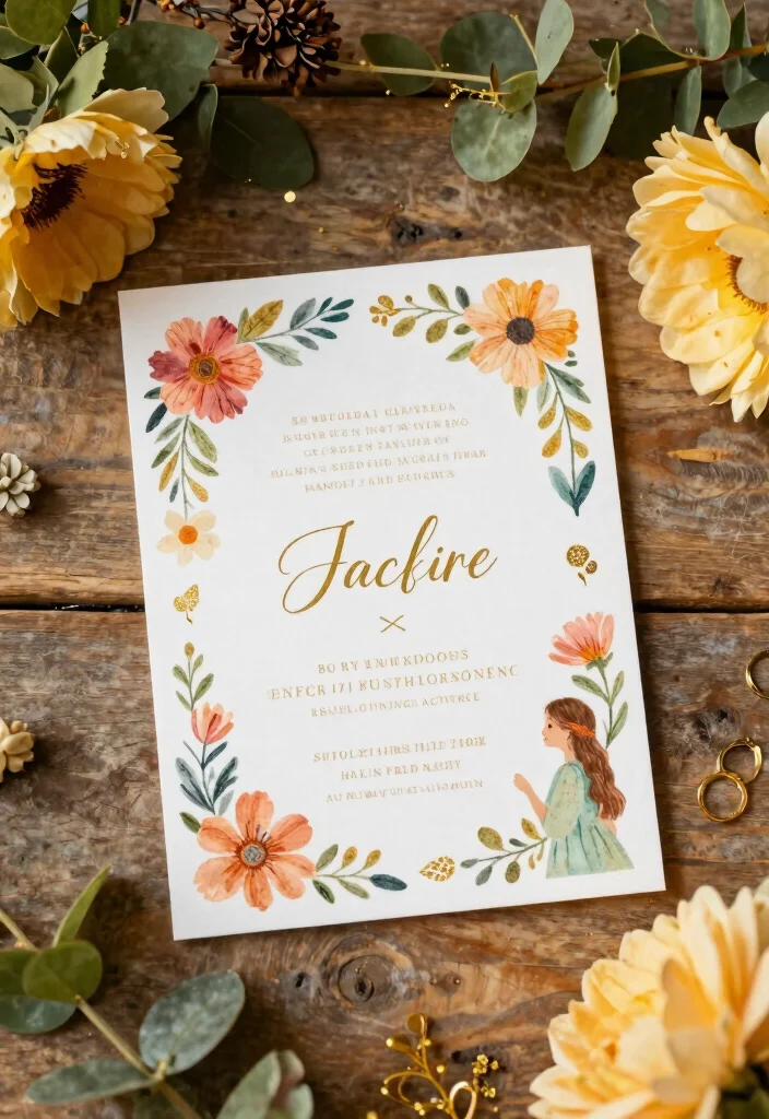14 Gold Wedding Invitations for Half the Price of Foil Stamping - 9. Whimsical Illustrations 1