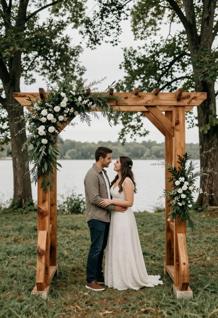14 Minimal Wedding Arch Concepts That Stand Without Pro Install - 1. Rustic Wood Frame Arch 1