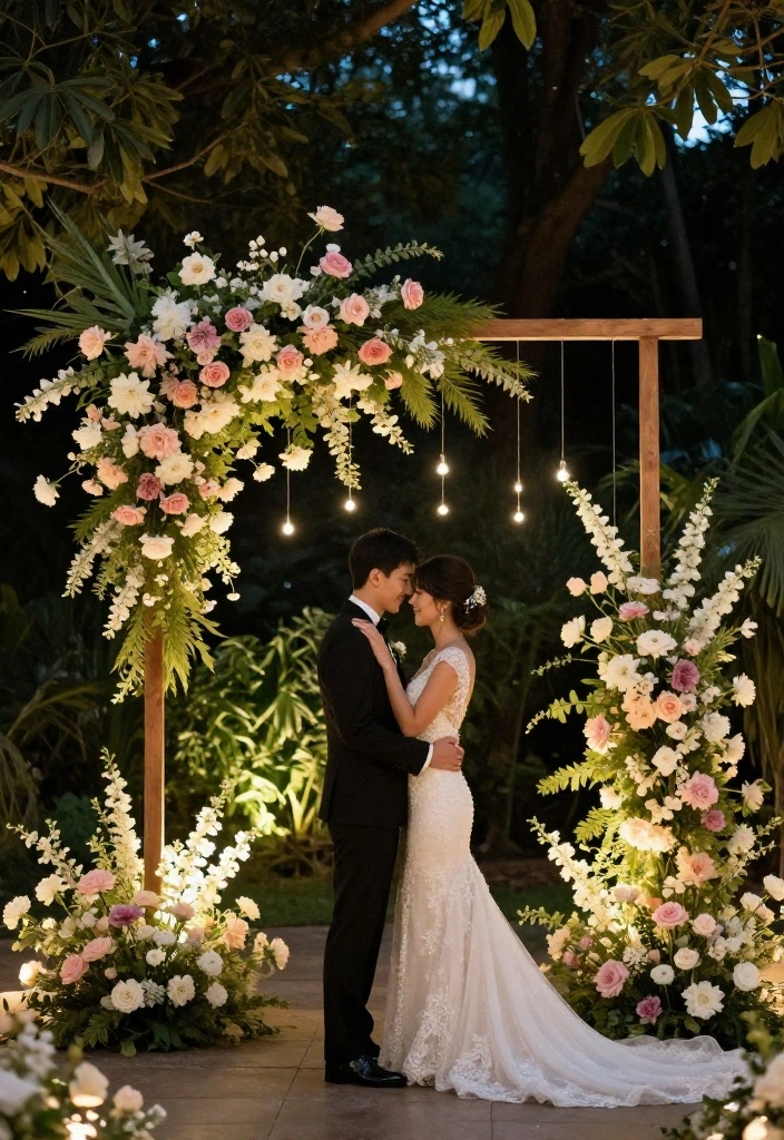 14 Minimal Wedding Arch Concepts That Stand Without Pro Install - 11. Floating Floral Arch 1