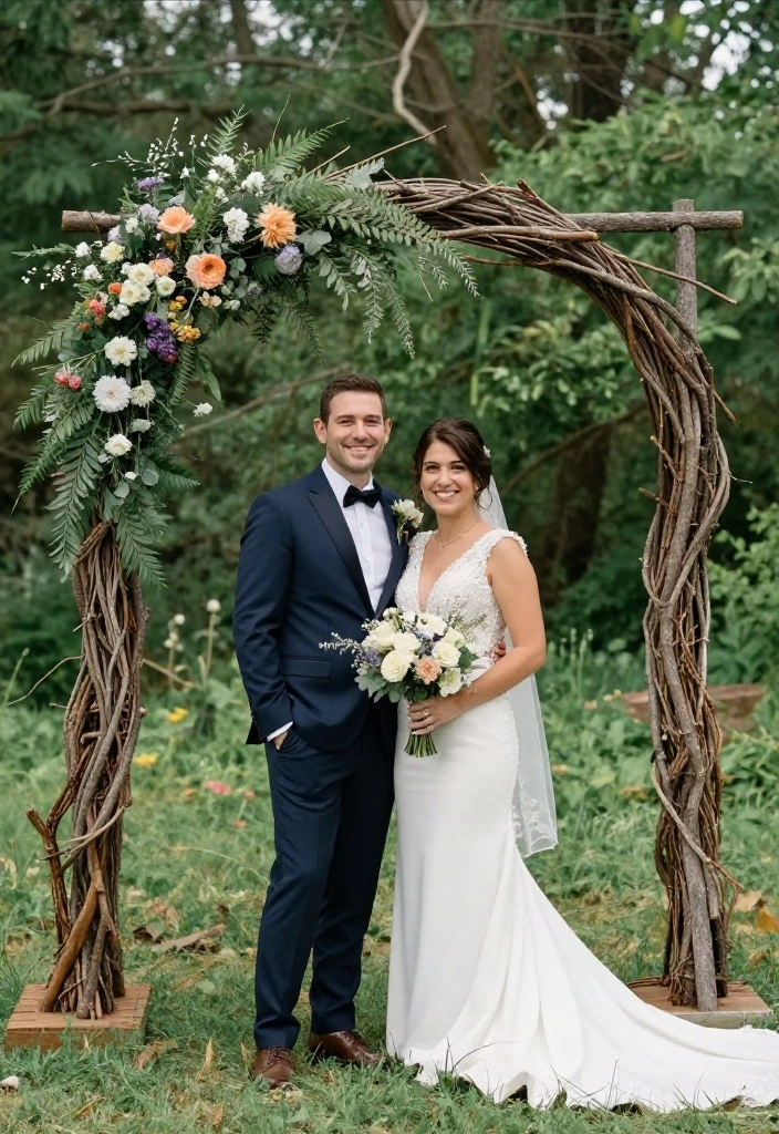 14 Minimal Wedding Arch Concepts That Stand Without Pro Install - 12. Simple Branch Arch 1