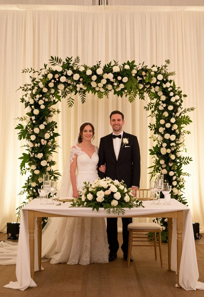 14 Minimal Wedding Arch Concepts That Stand Without Pro Install - 13. Statement Table Arch 1