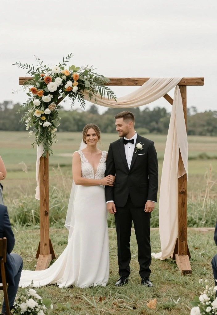 14 Minimal Wedding Arch Concepts That Stand Without Pro Install - 14. Eco-Friendly Fabric and Wood Arch 1