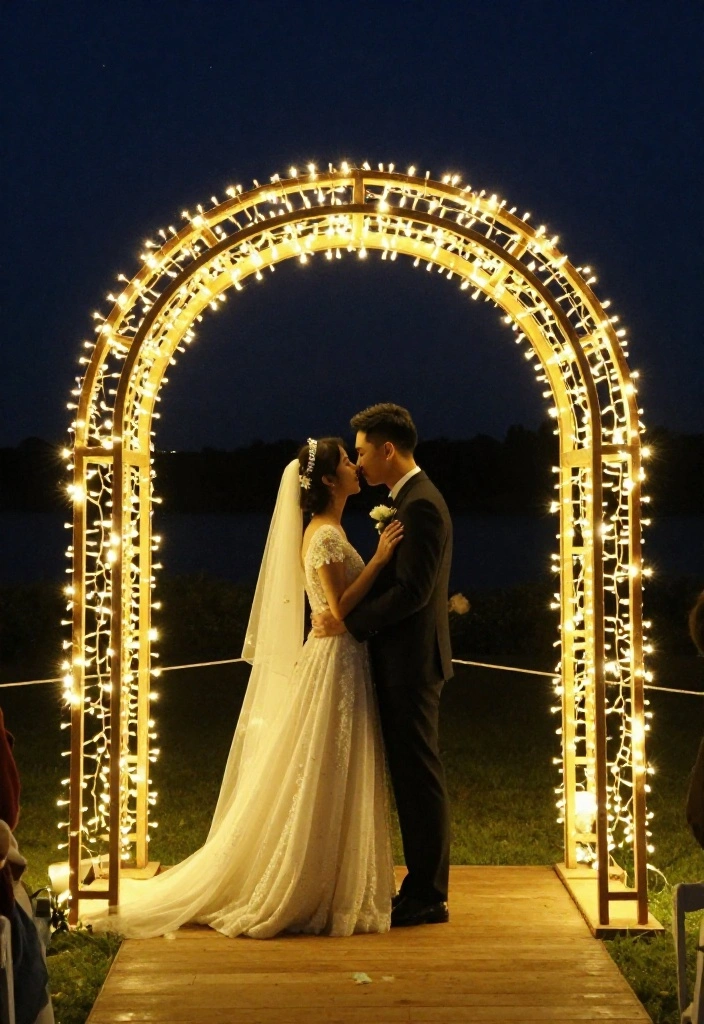 14 Minimal Wedding Arch Concepts That Stand Without Pro Install - 5. Twinkling Lights Arch 1