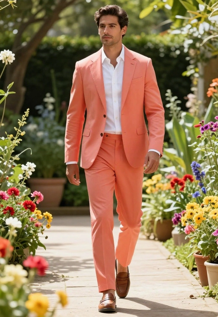 14 Spring Wedding Guest Outfit Men Ideas That Breathe Outdoors - 2. Casual Chinos with a Pop of Color 1