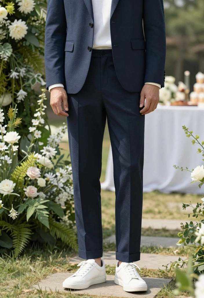 14 Spring Wedding Guest Outfit Men Ideas That Breathe Outdoors - 6. Casual Suit with Sneakers 1