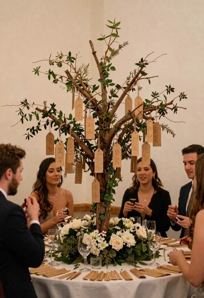 14 Wedding Guest Book Table Arrangements That Draw Every Guest - 12. Eco-Friendly Wish Tree 1