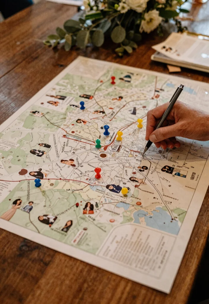 14 Wedding Guest Book Table Arrangements That Draw Every Guest - 4. Interactive Map of Memories 1