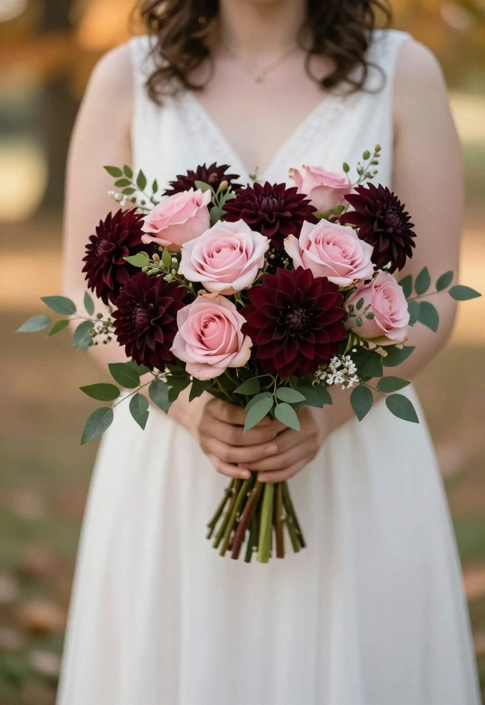 15 Autumn Wedding Flowers That Don't Wilt Before Dinner - 1. Burgundy Dahlias 1