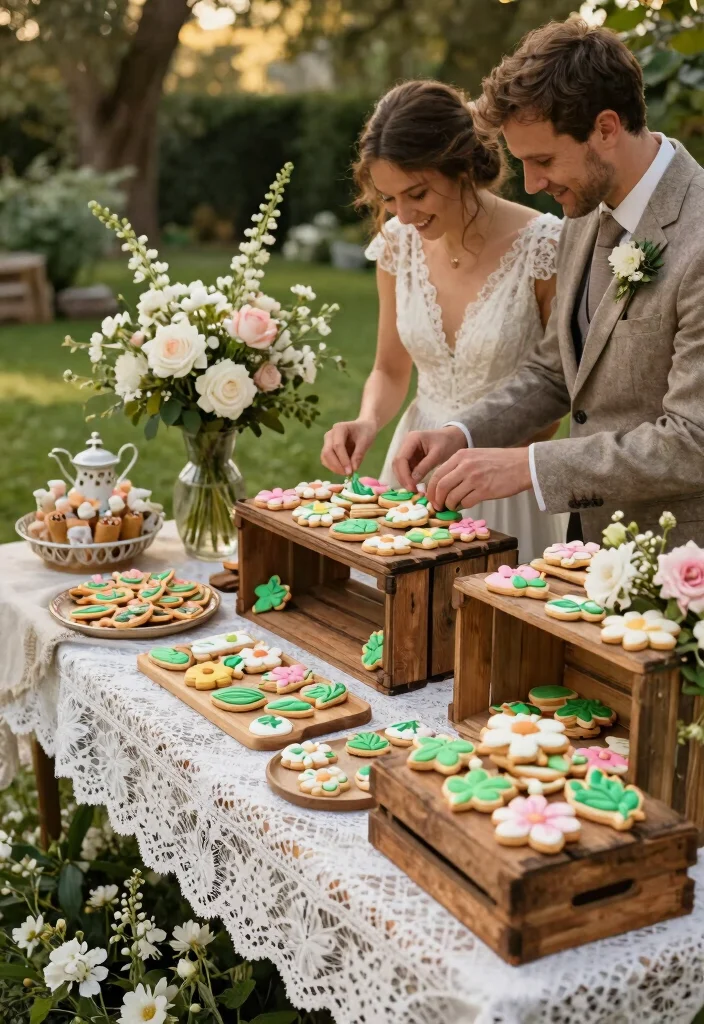 15 Cookie Table Wedding Display Ideas That Stay Fresh All Night - 1. Rustic Garden Bliss 1