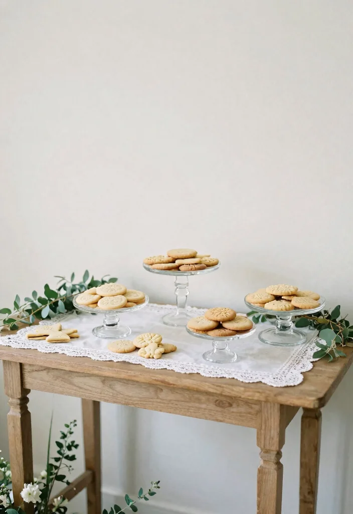 15 Cookie Table Wedding Display Ideas That Stay Fresh All Night - 10. Minimalist Vintage Charm 1