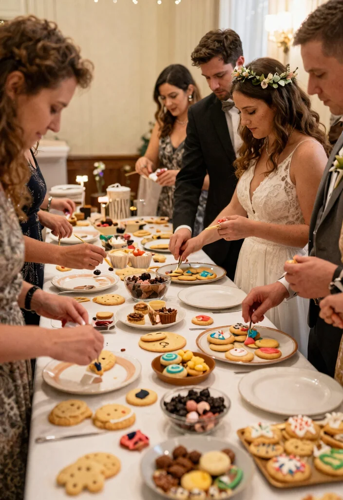 15 Cookie Table Wedding Display Ideas That Stay Fresh All Night - 11. Interactive Cookie Decorating Station 1