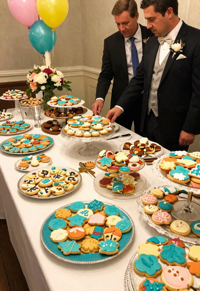 15 Cookie Table Wedding Display Ideas That Stay Fresh All Night - 14. Color-Themed Cookie Table 1