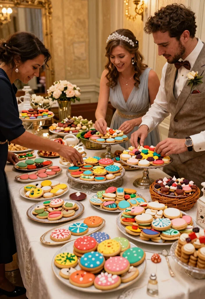 15 Cookie Table Wedding Display Ideas That Stay Fresh All Night - 9. Colorful Cookie Spectrum 1