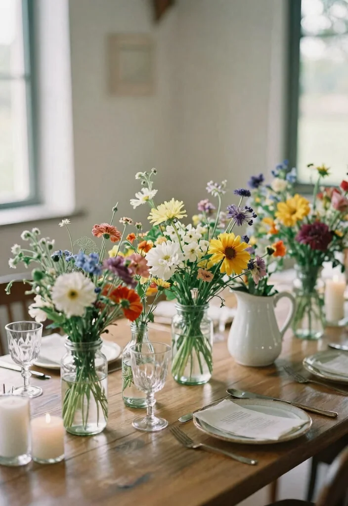 15 Vintage Wedding Table Settings Without Hunting Down Rentals - 3. Natural Blooms for Centerpieces 1