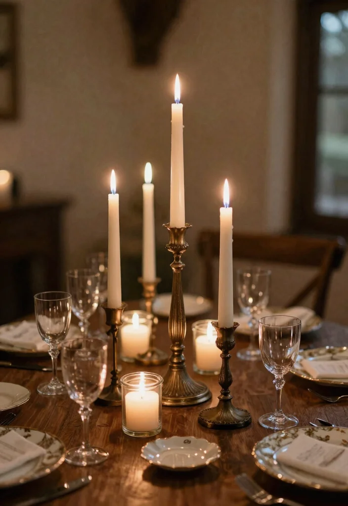 15 Vintage Wedding Table Settings Without Hunting Down Rentals - 8. Creative Candle Displays 1