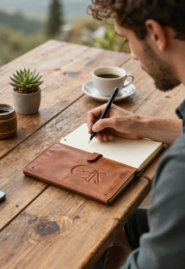 15 Wedding Anniversary Presents for Him That Match His Interests - 2. Personalized Leather Journal 1