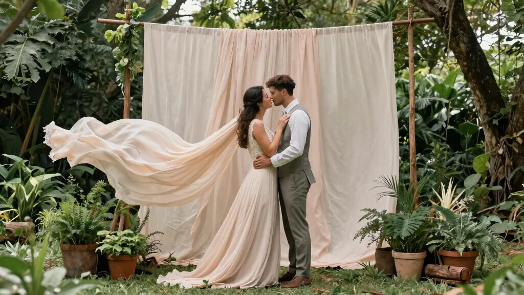 15 Wedding Fabric Backdrop Ideas That Stay Put
