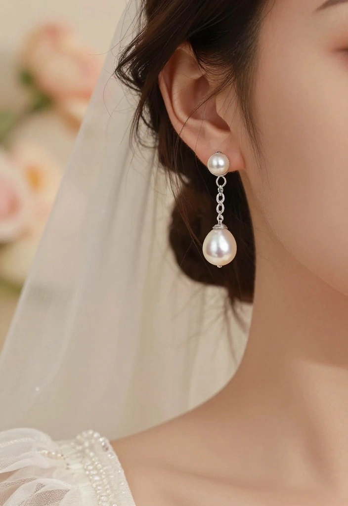 15 Wedding Jewelry and Accessories That Won't Snag on Your Veil - 1. Delicate Pearl Drop Earrings 1
