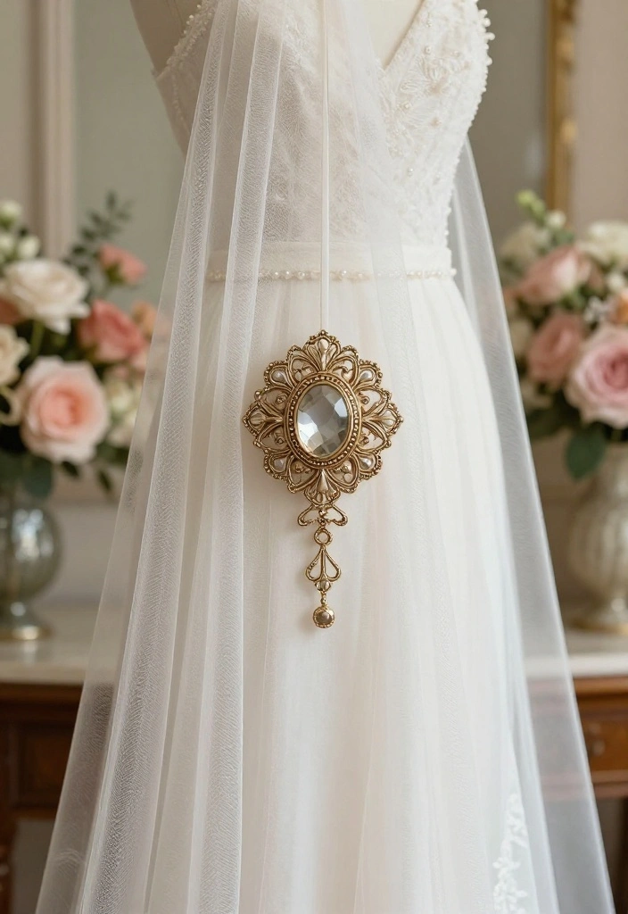 15 Wedding Jewelry and Accessories That Won't Snag on Your Veil - 4. Vintage-Inspired Brooches 1