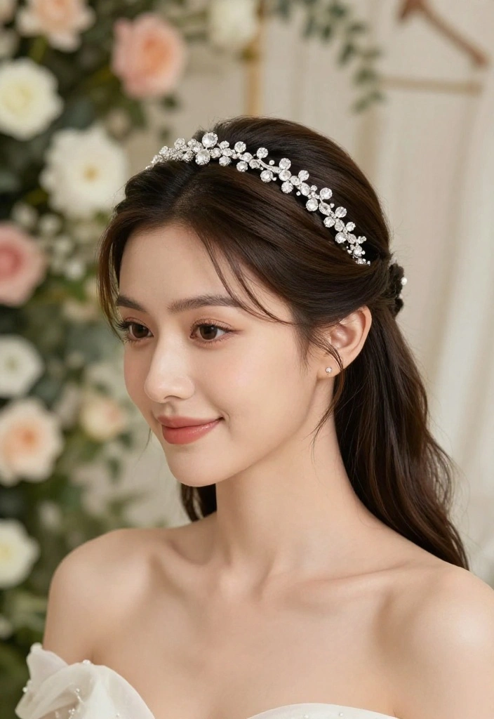 15 Wedding Jewelry and Accessories That Won't Snag on Your Veil - 9. Subtle Crystal Headbands 1