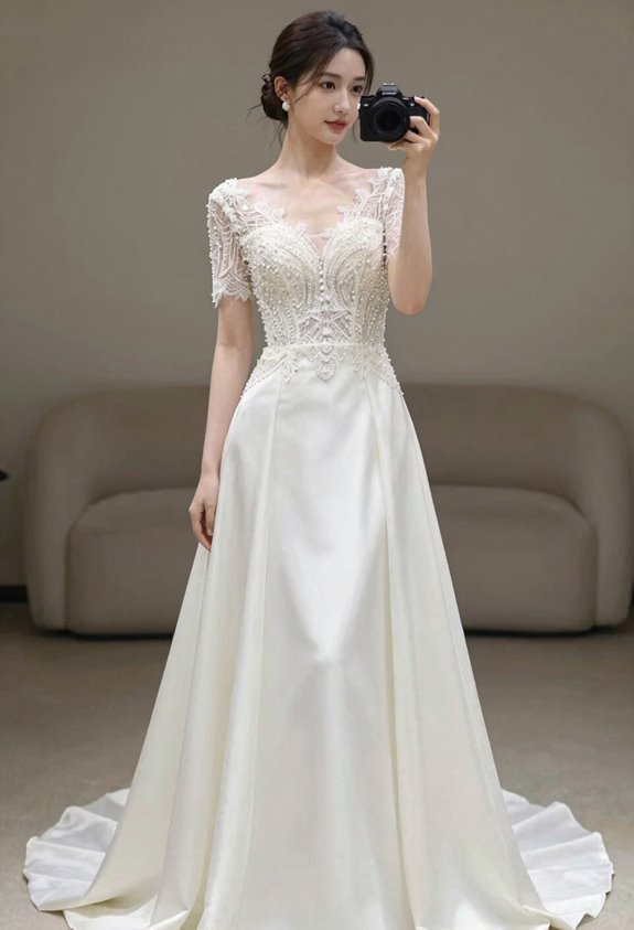 beaded lace minimalist short sleeves